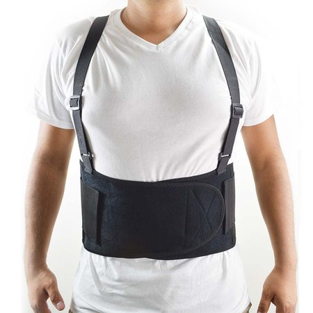 INTERSTATE SAFETY Economy Double Pull Elastic Back Support Belt with Adjustable Shoulder Straps - Small 40150-S